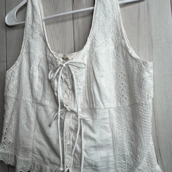 Miss Me White Eyelet Lace-Up Blouse - Picture 2 of 7